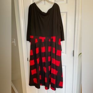 Reborn Black and Red Plaid Long Sleeve Dress